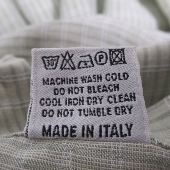 Canali Men's Lightweight Button Down Shirt Long Sleeve Olive White Size M - Picture 12 of 12